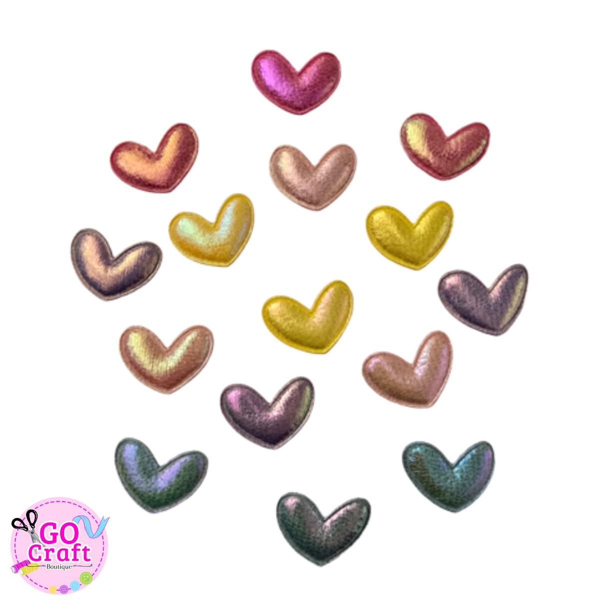 Pack 15 corazones iridiscentes