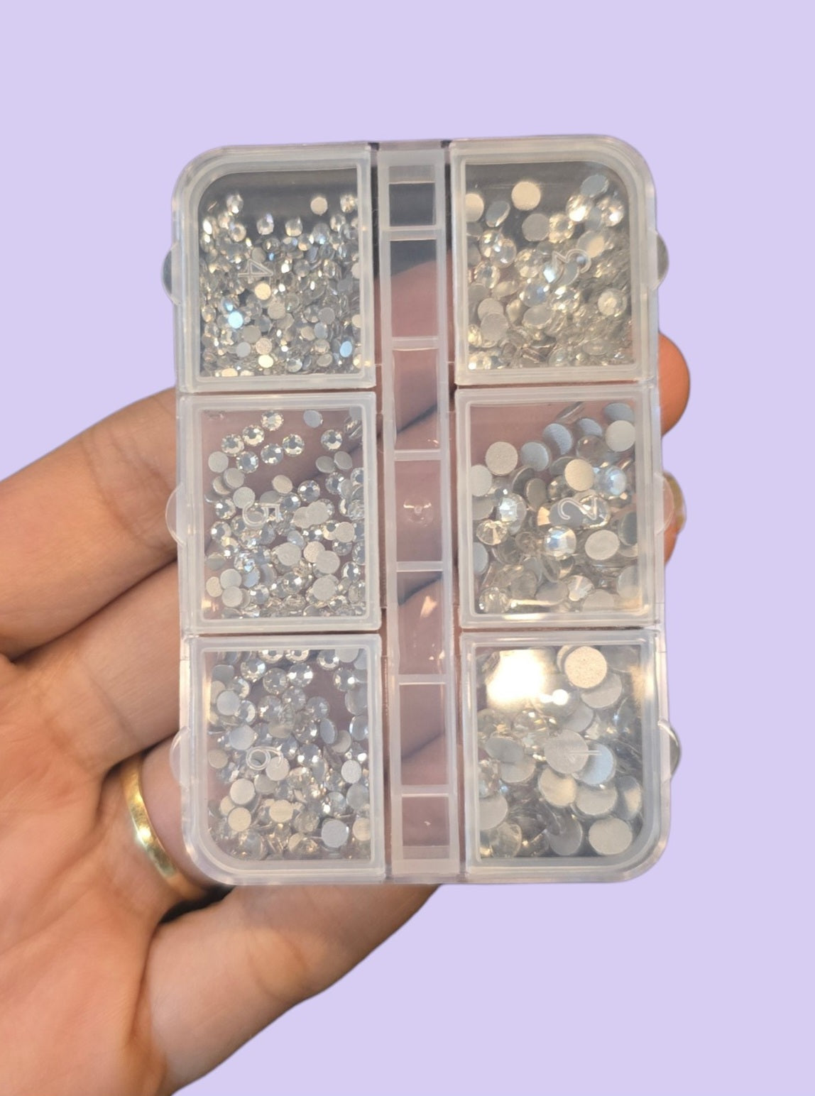 Mini paleta rhinestone plata