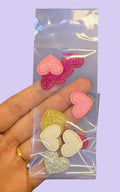 Pack 12 corazones mini glitter