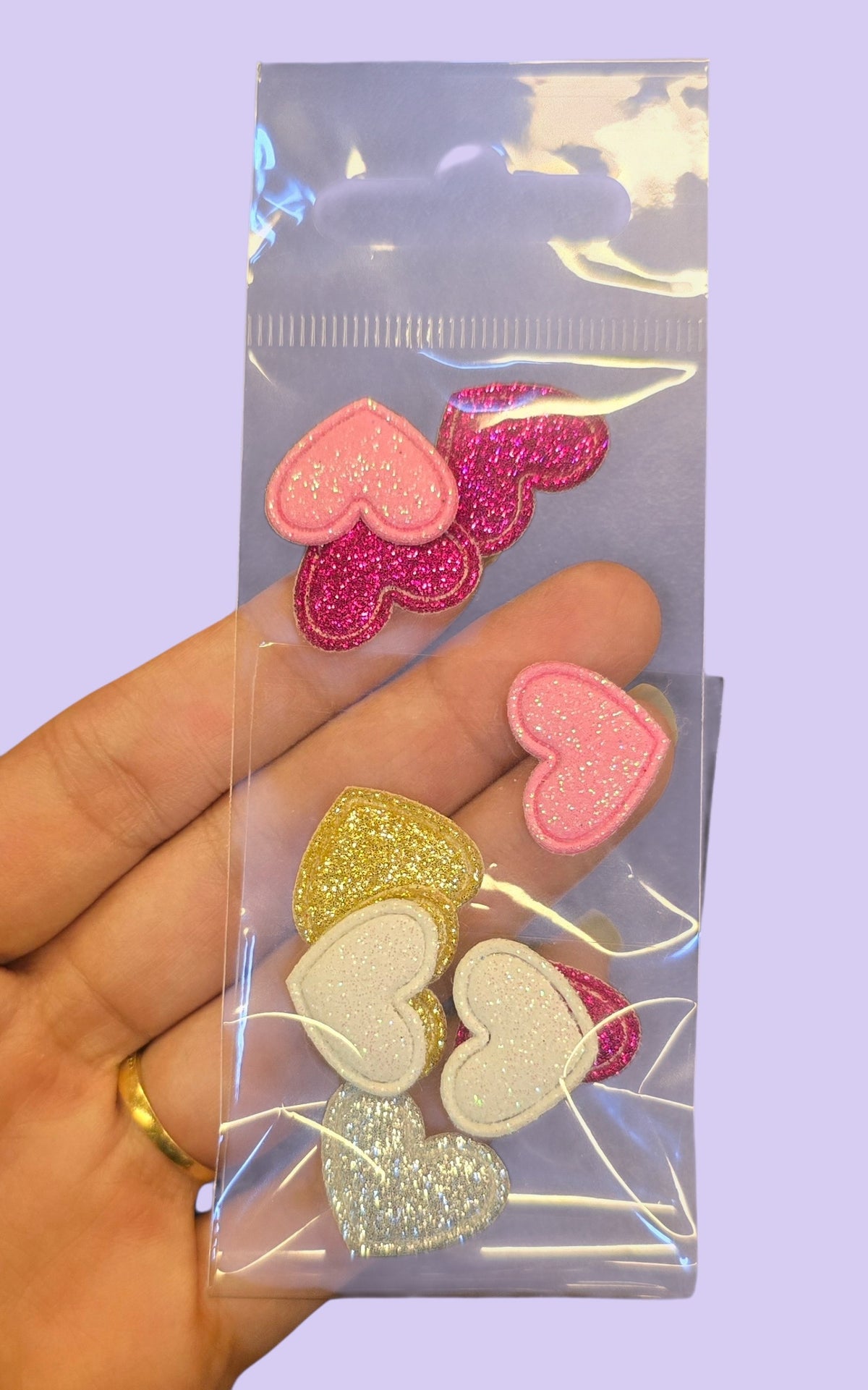 Pack 12 corazones mini glitter